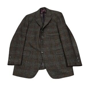 1950s Palm Beach Blazer Mens 39 Regular Brown Plaid Tweed Arnold Constable